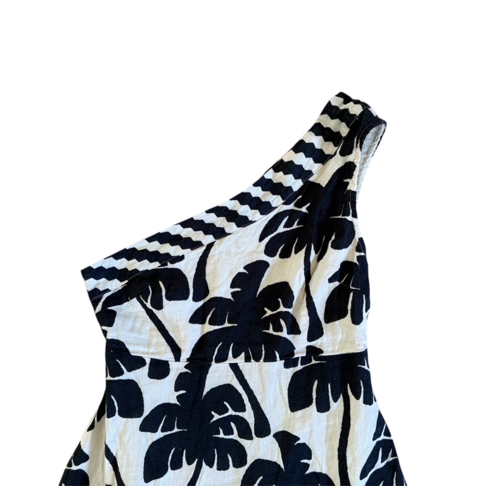 Farm Rio | One-Shoulder Black and White Palm Print Maxi Dress, Medium NWT - Picture 8 of 9